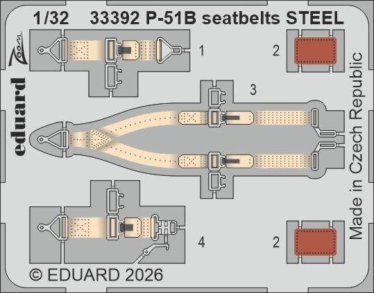 Eduard P-51B Seatbelts Steel - Bild 1