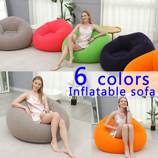 Aufblasbarer Sitzsack von AZULBLANCO in Beige als tragbarer Campingstuhl und Lazy Sofa für das Wohnzimmer, B/T/H: 60 x 110 x 42 cm - Bild 1