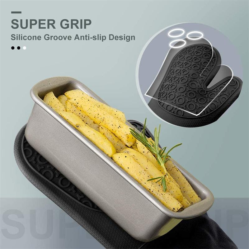 Hitzebeständige Ofenhandschuhe aus Silikon mit Baumwollfutter von Household supplies MH, rutschfest und wasserdicht für die Küche zum Backen und Grillen - Bild 1