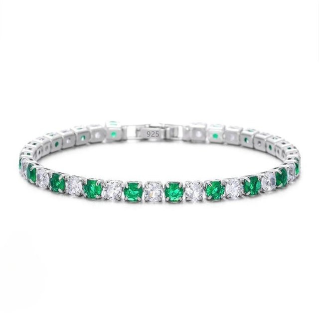 YULIN Tennisarmband 925 Silber, Zirkonia, Weiß, Grün, 20cm, Damen - Bild 1