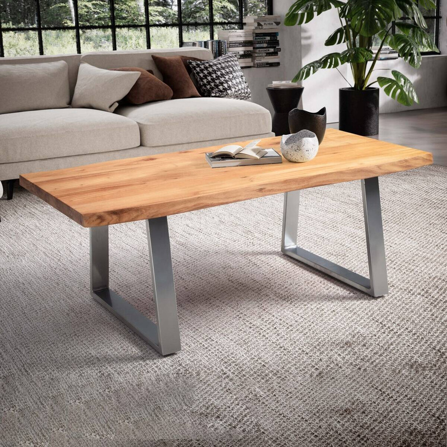 Wohnling Couchtisch aus Akazie Massivholz in Braun mit modernem Stil, B/H/T: 120 x 46 x 60 cm - Bild 4