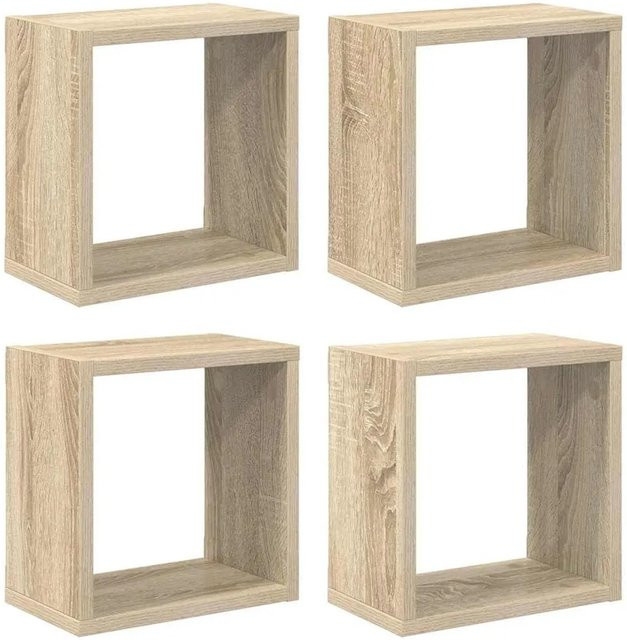 vidaXL Würfelregale Set 4 Stück Sonoma-Eiche, Wandmontage, B/H/T: 26 x 26 x 15 cm - Bild 1