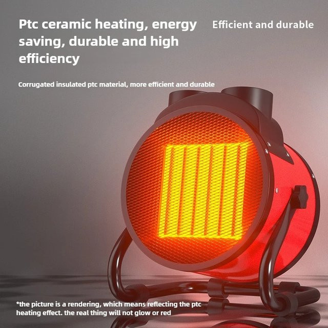 NOCCLILI Tragbarer elektrischer Fan-Heater mit 2000W, einstellbarem Thermostat, 2 Heizstufen und Lüftermodus in Rot - Bild 1