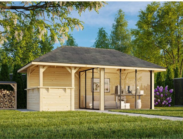 Palmako Pavillon Bianca Set 507 Slide Plus, Farbe Weiß, B x T: 588 x 300 cm - Bild 1