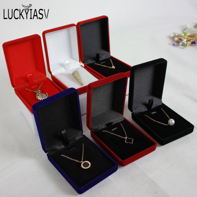 Schmuck Organizer Box, Samt, Schwarz Blau/Rot/Samt - Bild 1