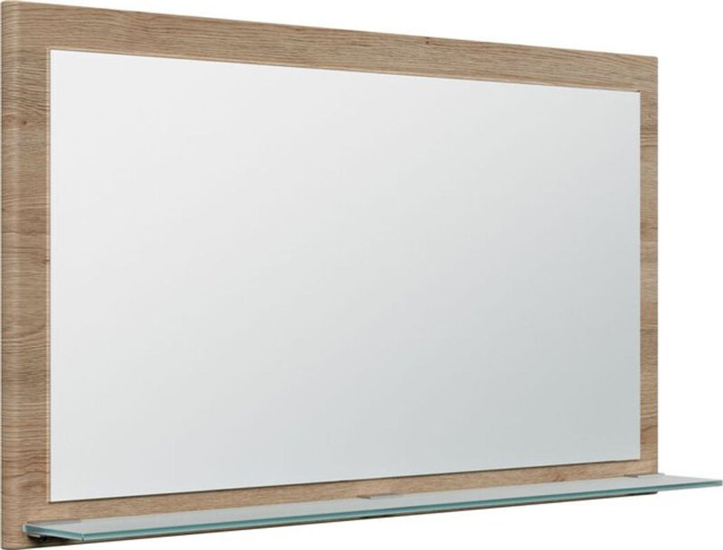 Wandspiegel Emotion mit Glasablage in Eiche Natur und Weiß, rechteckig, B: 104 cm, H: 60 cm - Bild 1