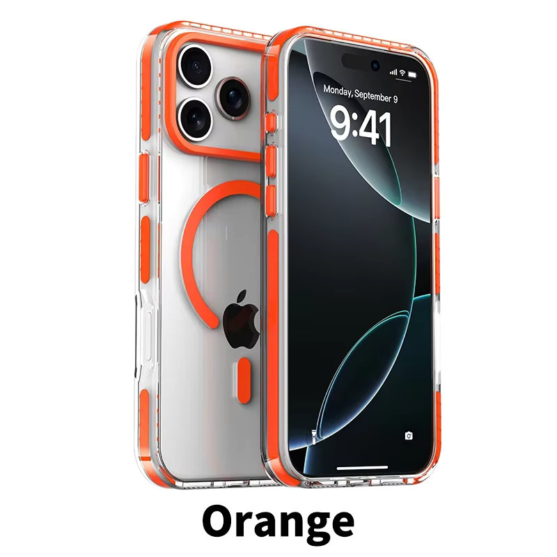 Magnetische Schutzhülle mit bunter Bordüre für Apple iPhone 17 Air 16 Pro Max 15 14 Plus 13 12 kompatibel mit MagSafe Wireless Charging, grau und mehrfarbig - Bild 5