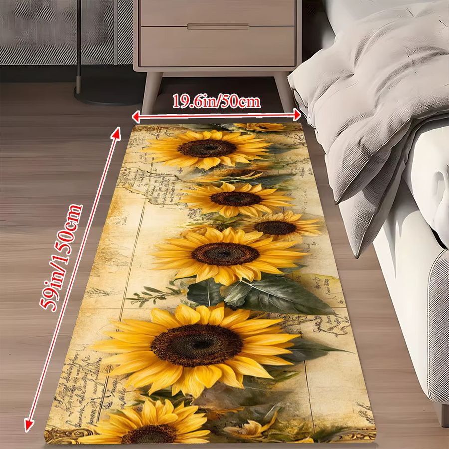 VIKAMA Küchenmatte mit Blumen und Pflanzen im Herbst-Sonnenblumen-Design für Innen und Außen - Bild 3