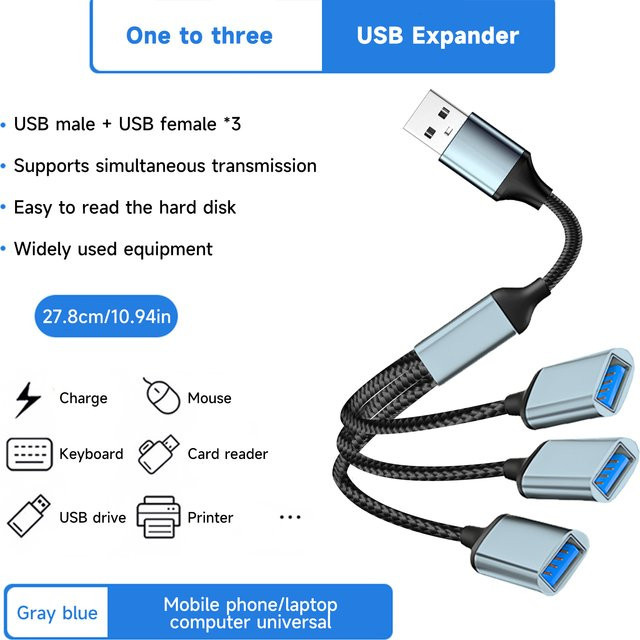 Xiaomi 3-Port USB-A Hub OTG-Adapter für Computer und Macbook in Silber - Bild 1