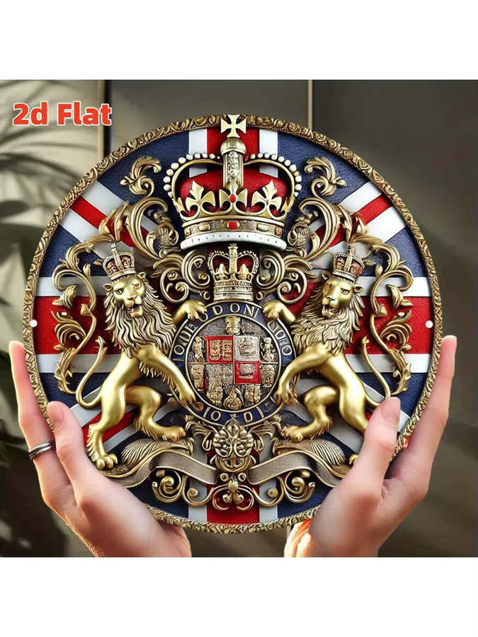 Potdemiel British Crown Badge Metallaufkleber im Antik-Stil, B/B: 19,79 x 19,79 cm, Mehrfarbig - Bild 5