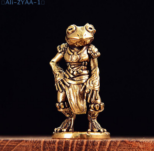 JETTING Frosch-Statue aus Messing in Antik-Optik als dekorative Tierskulptur für deinen Schreibtisch oder als Tee-Haustier-Sammlerstück - Bild 1