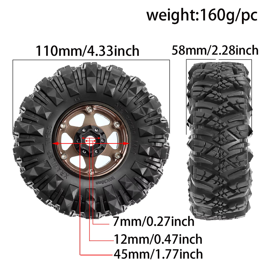 RS RC Aluminium 1,9 Beadlock-Räder und Reifen, Schwarz, Metall, Gummi - Bild 4