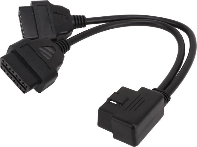 KaiSai OBD2 Splitter 1 in 2 Y Verlängerungskabel 16Pin Adapter für 12V 24V OBDII Anschluss, Schwarz - Bild 1