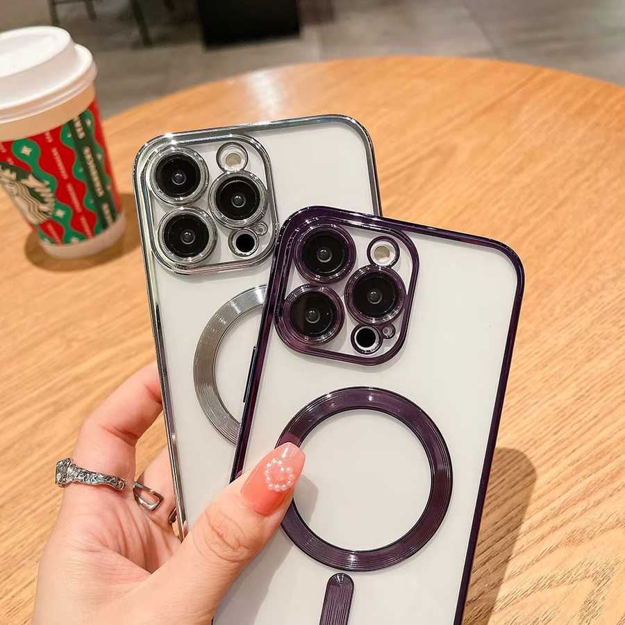 Caynes Magnetische Acryl Schutzhülle für iPhone 13 12 11 14 Pro Max Plus Transparent und Stoßfest - Bild 4