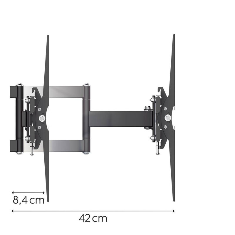 Hama TV-Wandhalterung schwarz, schwenkbar, neigbar und ausziehbar, für Fernseher bis 213 cm (84 Zoll), VESA 600 x 400 mm - Bild 2