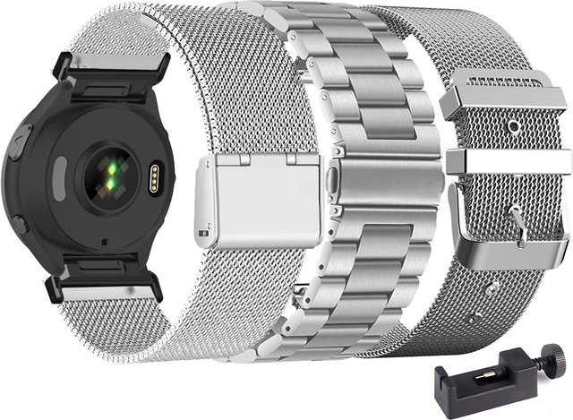 DAINU Uhrenarmband Edelstahl, Silber, für Garmin Forerunner und Epix Pro - Bild 1