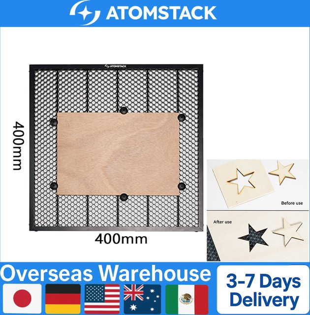 AtomStack Universelle Laser Wabenplatte für CO2- und Diodenlaser-Graviermaschinen, Schwarz, B/T: 40 x 40 cm - Bild 1