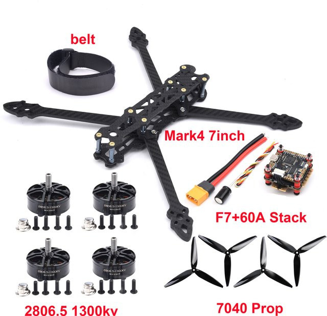 Readytosky Mark4 FPV Carbonfaser-Rahmen in Schwarz mit F7 F722 Flugsteuerung, 60A ESC und 2207/2807 Motoren sowie Propellern für Langstrecken-Drohnen (5-Zoll oder 7-Zoll) - Bild 1