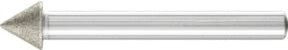 PFERD TOOLS Diamant-Schleifstein Spitzkegel in Silber, Durchmesser: 10 mm, Winkel: 60°, Schaftdurchmesser: 6 mm, D126 zum Anfasen, Entgraten und Senken - Bild 1