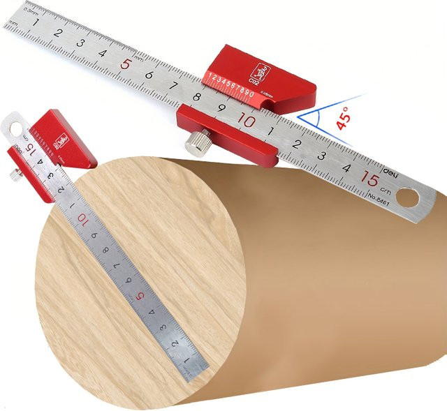 Center Finder Quadrat für die Holzbearbeitung mit 45/90 Grad Winkel und roter Markierung - Bild 1