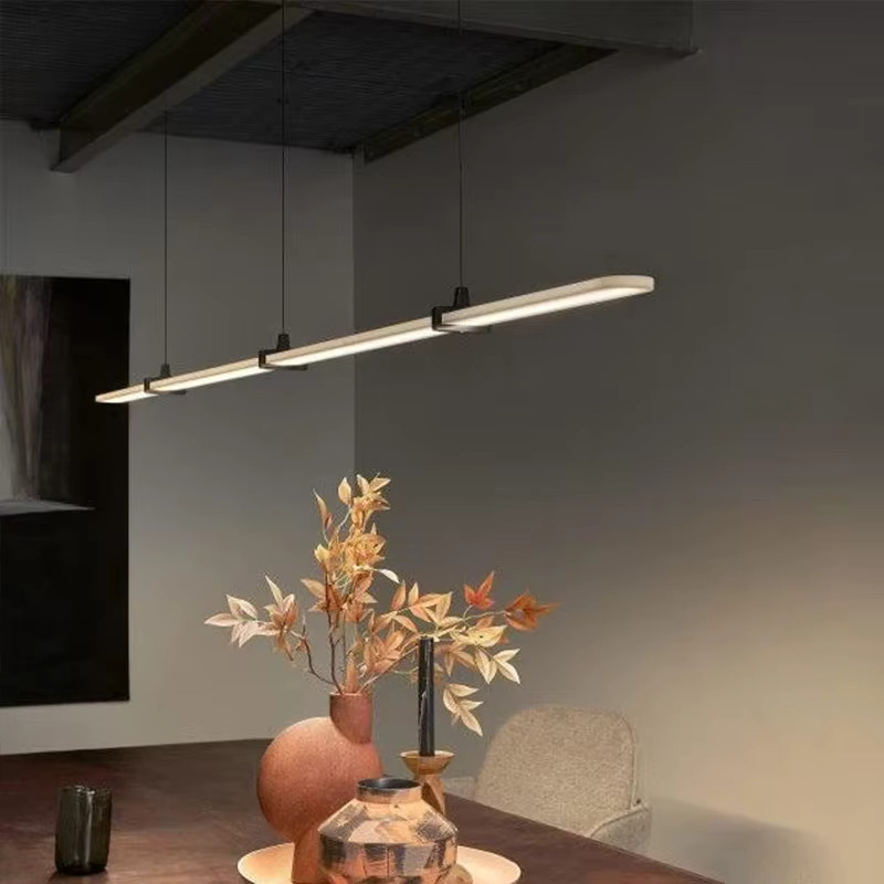Moderne weiße Deckenpendelleuchte von TAONUANSHU im Streifen-Design für Esszimmer und Küche - Bild 2