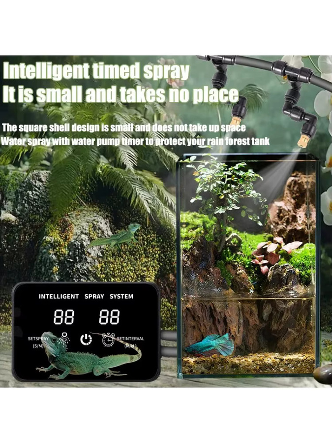 Intelligentes Reptilien Spray Bewässerungssystem mit Timer für Terrarien und Pflanzen in Schwarz - Bild 7
