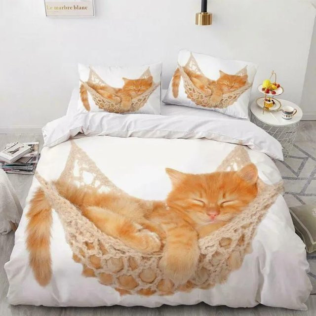 Your Warm Home Bettbezug-Set mit 3D Cartoon Tierprint für Kinder, 2-teilig, Farbe: Weiß, B/H: 70 x 133 cm, inklusive 2 Kissenbezüge (50 x 70 cm), aus Polyester - Bild 1