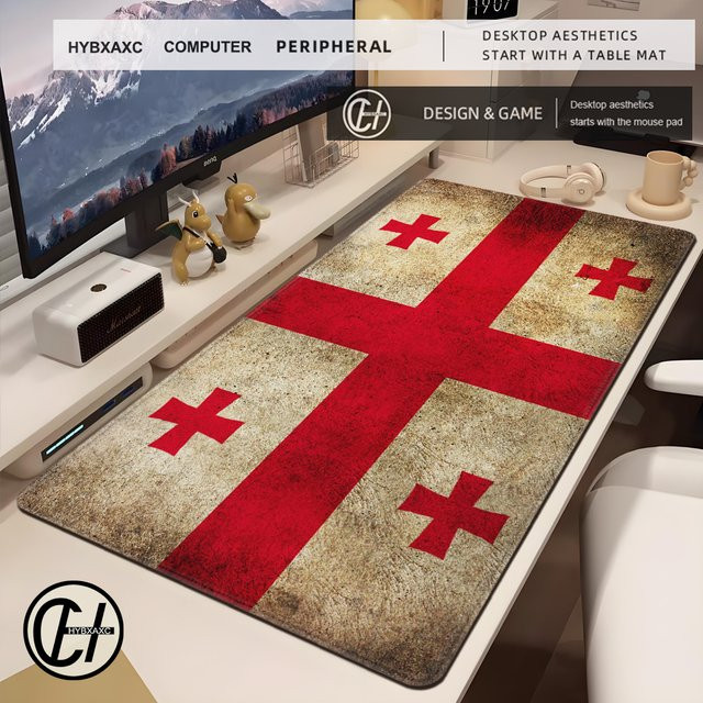 HYBXAXC XXL Templar Cross Gaming Mauspad mit mittelalterlichem Kreuzritter-Design in Weiß - Bild 1