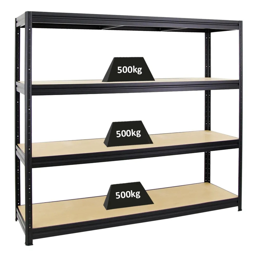 PROREGAL Schwerlastregal Dino Schwarz H x B x T: 180 x 180 x 60 cm mit verstellbaren MDF-Holzregalböden - Bild 2