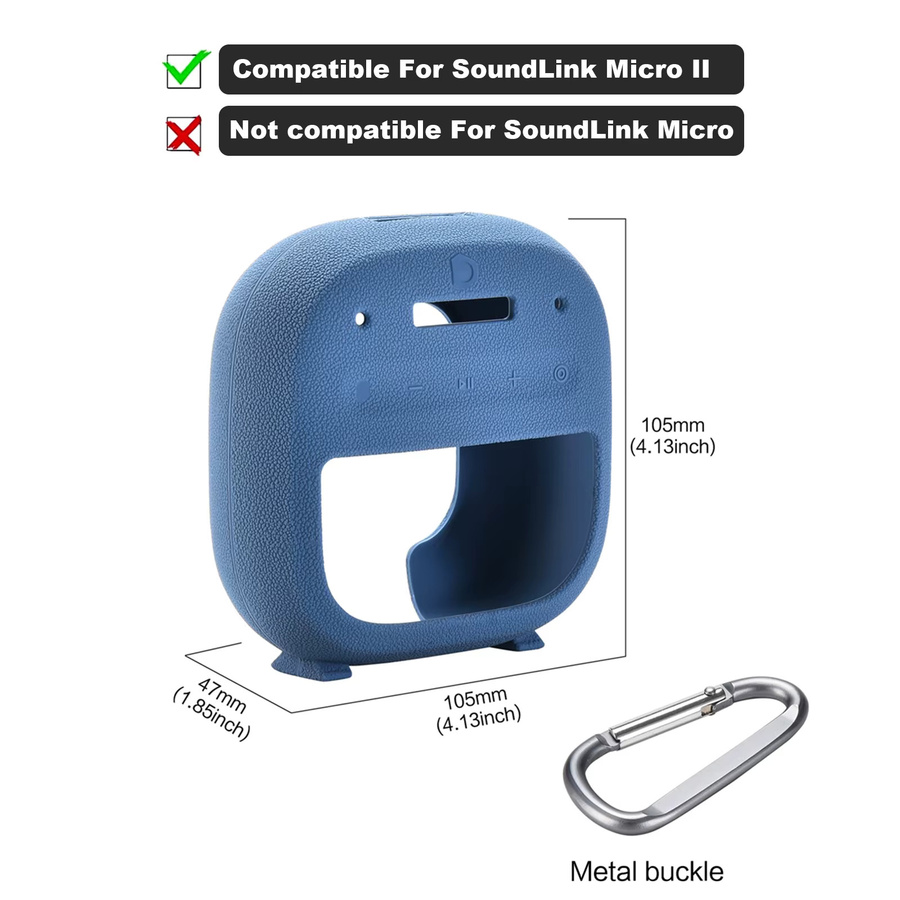 Silikon Lautsprecherhülle mit Karabiner für Bose SoundLink Micro 2 Bluetooth in Black und Blue - Bild 5