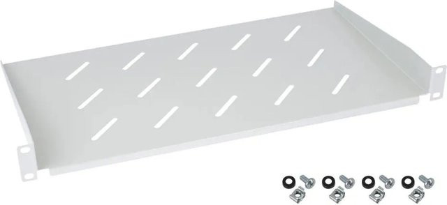 HMF Fachboden für 19 Zoll Serverschrank, 1 HE, 250 mm, Lichtgrau - Bild 1