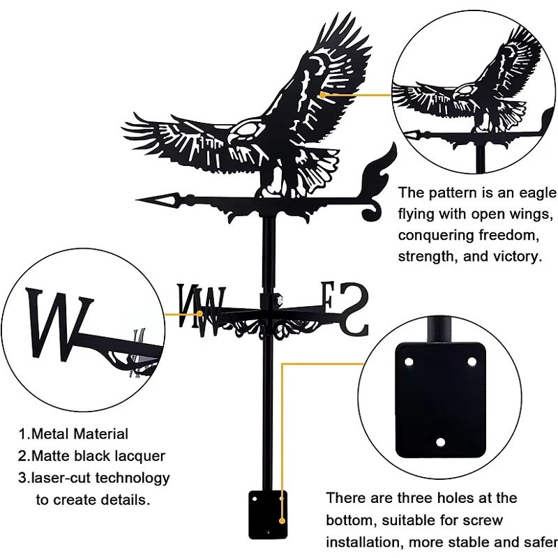 Adler Metall Windfahne als dekorative Gartenfiguren für Außen und Dach zur Garten-Dekoration - Bild 6