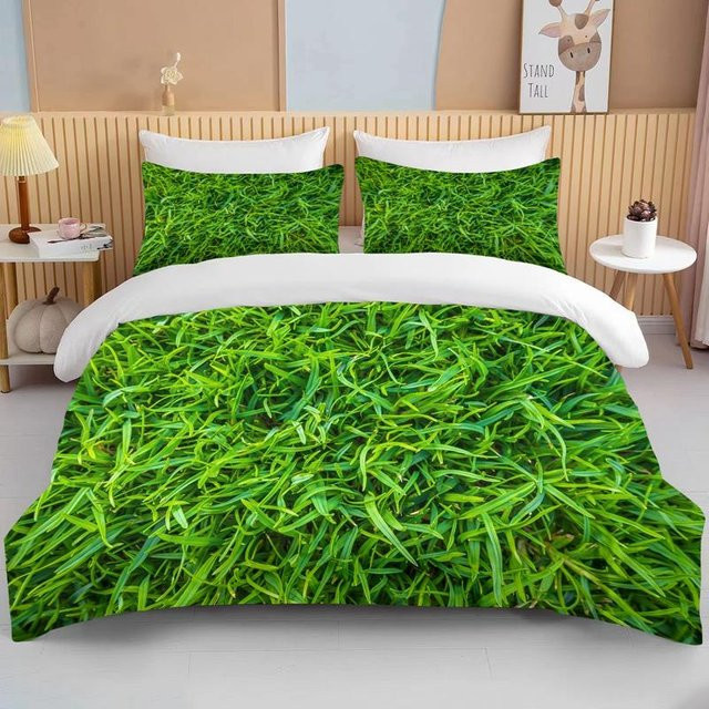 Wiese der Natur 3-teiliges Mikrofaser Bettwäsche-Set in Weiß und Grün, B/H: 135 x 200 cm - Bild 1