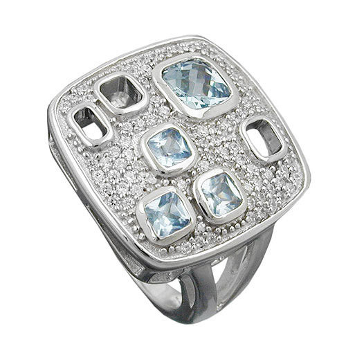 SIGO Ring Viereck, 925 Silber, Zirkonia, Größe 60, Unisex - Bild 1