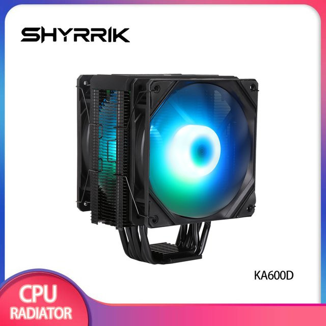 Shyrrik CPU-Luftkühler in Schwarz mit 160W TDP, 6 Heatpipes und A-RGB, passend für LGA1700 und weitere Sockel - Bild 1