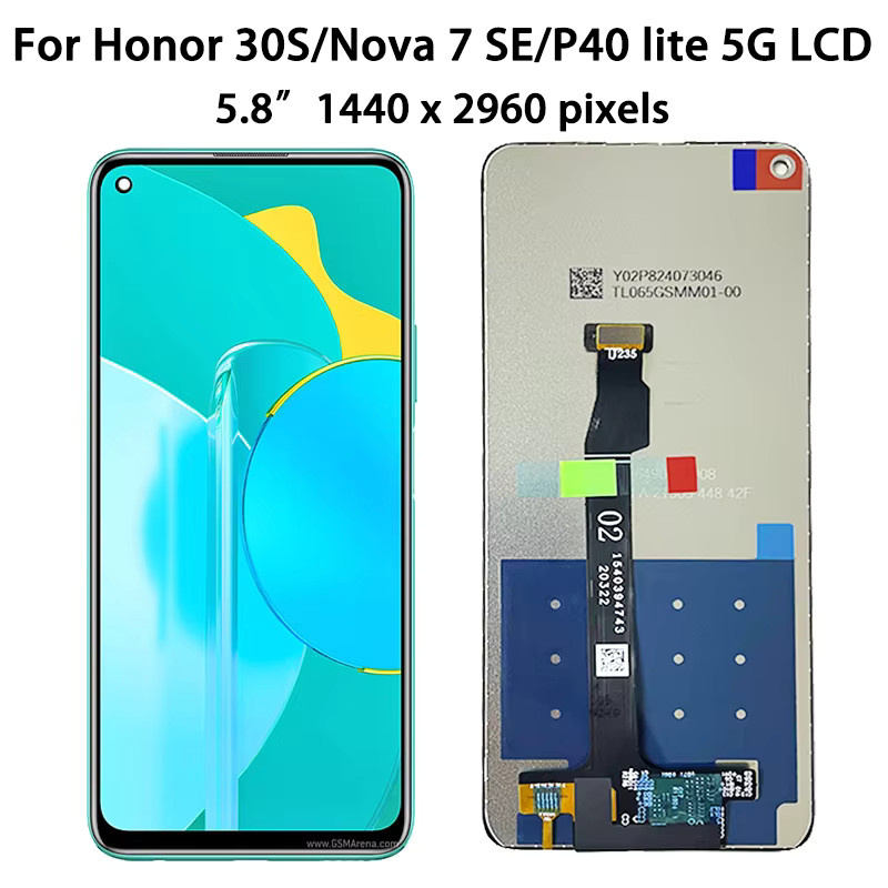 6,5 Zoll LCD-Touchscreen Display mit Rahmen für Huawei P40 Lite 5G und Honor 30S in Schwarz - Bild 2