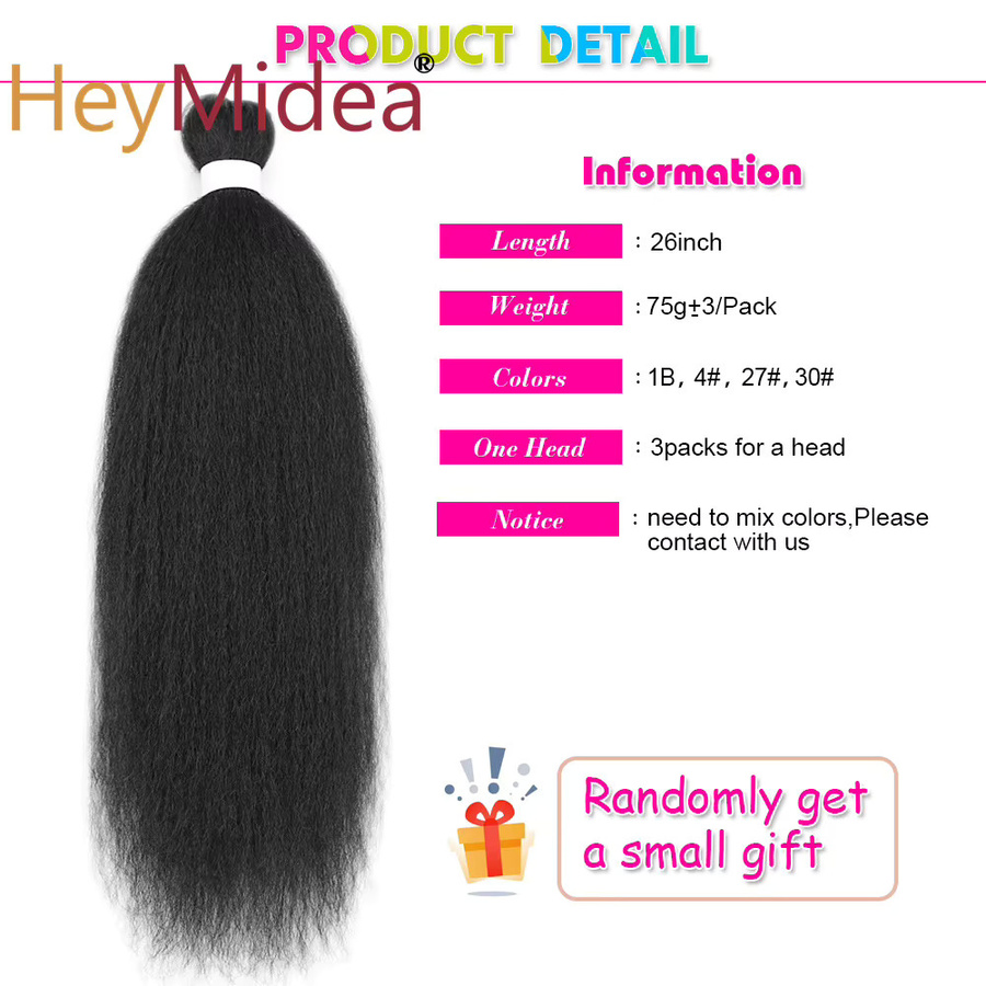 HeyMidea Vixen Bundles Häkeln Haar, 26 Zoll, Synthetisch, Yaki Gerade - Bild 2