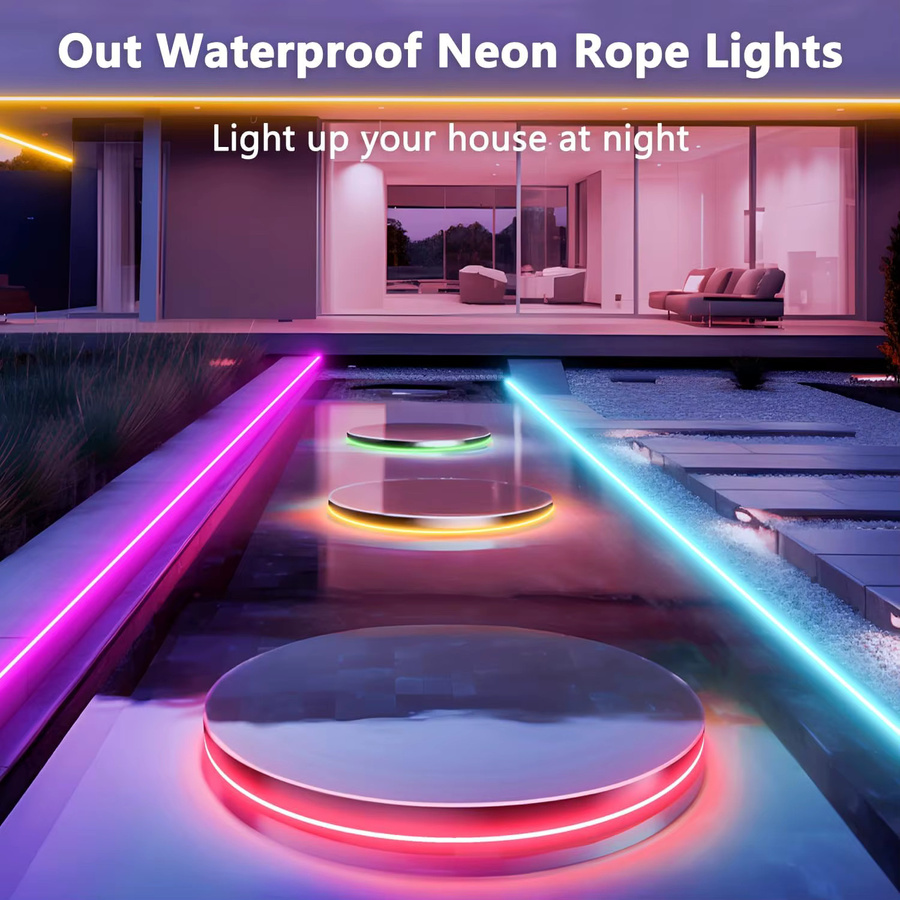 RGB Neon LED Lichtschlauch Multicolor mit App- und Fernbedienung, IP65 Wasserdicht, Musik-Sync und Timer-Funktion für Innen- und Außenbereich - Bild 3