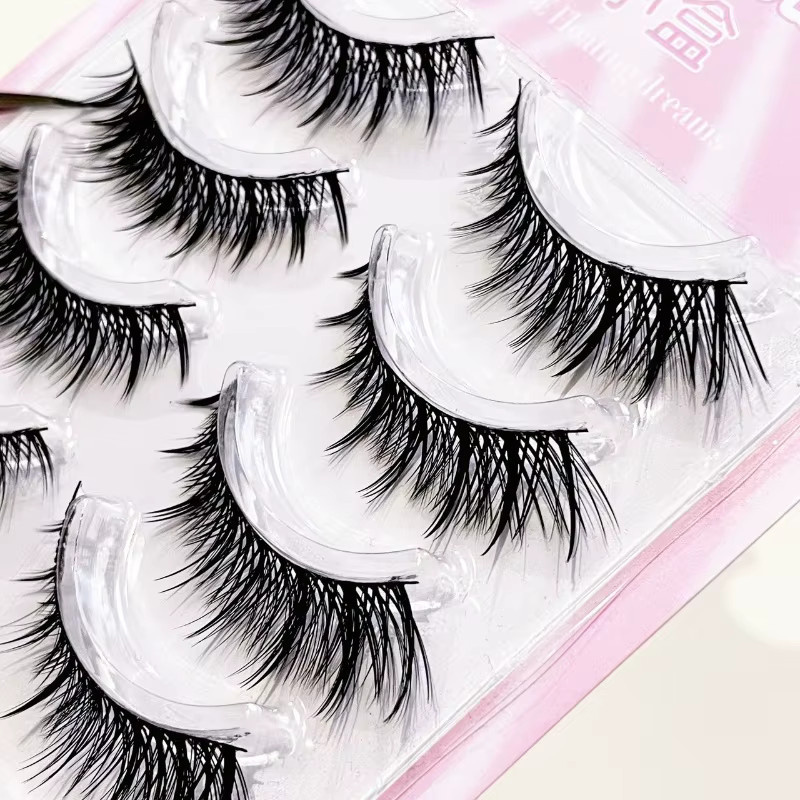 Mixiaohe Schrägflügel-Wimpern, 5 Paar, Natürlicher Look - Bild 4