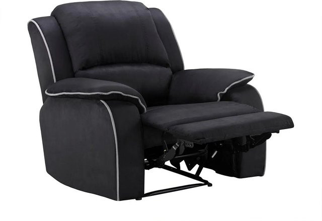 Relaxsessel Hernani von Vente-unique in Schwarz aus Microfaser mit Armlehnen, Breite: 100 cm - Bild 1