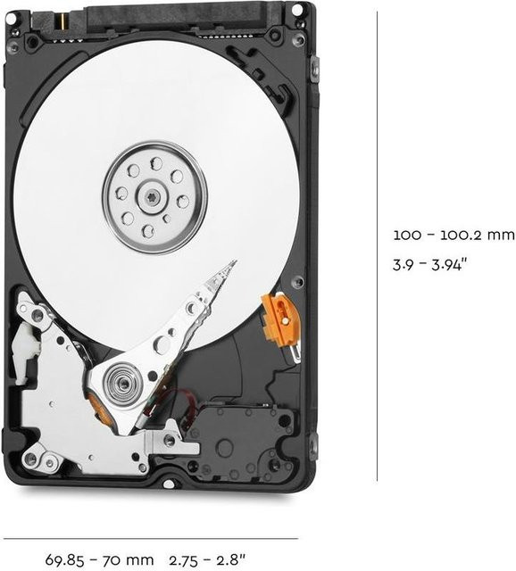 Western Digital WD Blue WD20SPZX interne HDD Festplatte, 2 TB, 2.5 Zoll, SATA 6Gb/s, 5400 U/min, Silber - Bild 1