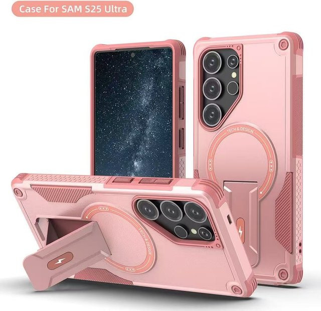 Samsung Magnetische Militär-Schutzhülle mit Matt-Finish für S26 Ultra S25 FE S24 Plus A56 A36 A26 A16 kompatibel mit MagSafe in Schwarz und Pink - Bild 1