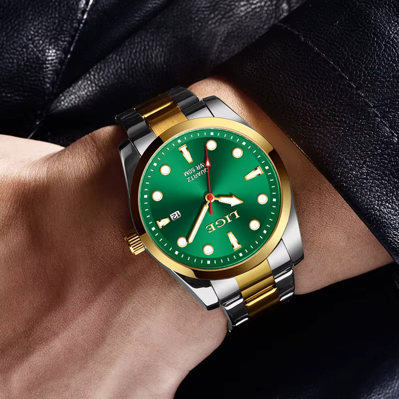 LIGE Armbanduhr Edelstahl, Quarz, Grün, Herren - Bild 5