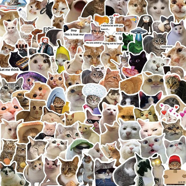 Binchi Outdoor Product Lustige Katzen Meme Aufkleber Kawaii Cartoon Kätzchen Sticker Set in Multicolour für Laptop Gepäck und Handy - Bild 1