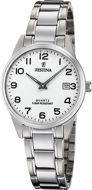 Festina Armbanduhr, Quarz, Edelstahl, Weiß, 31 mm, Damen - Bild 1
