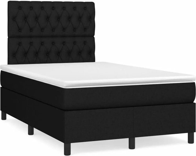 vidaXL Boxspringbett Hybrid mit Matratze und Taschenfederkern, Schwarz, B/T: 120 x 200 cm - Bild 1