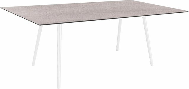 Stern Tisch Interno mit konischem Rundrohr-Gestell aus Aluminium und Silverstar 2.0 Stone light Tischplatte, Farbe: Weiß, B/T: 180 x 100 cm - Bild 1