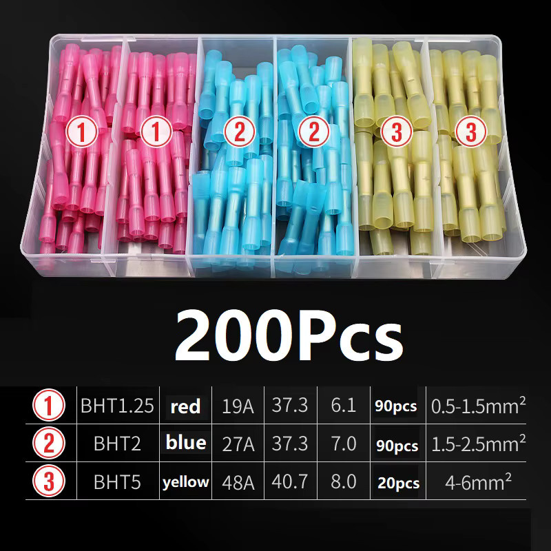 FATO Schrumpf-Higgyback-Flachsteckverbinder Set in Multicolor, 22–16/16–14/12–10 AWG, elektrisches Schnelltrenn-Spleiß-Crimp-Drahtverbinder-Set mit 50 Stück - Bild 3