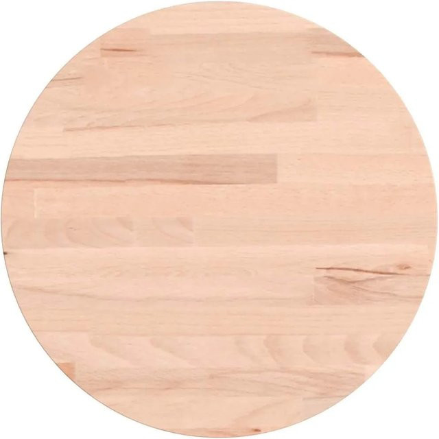 vidaXL Tischplatte Rund aus Massivholz Buche, Farbe Braun, Durchmesser: 30 cm, Höhe: 1,5 cm - Bild 1