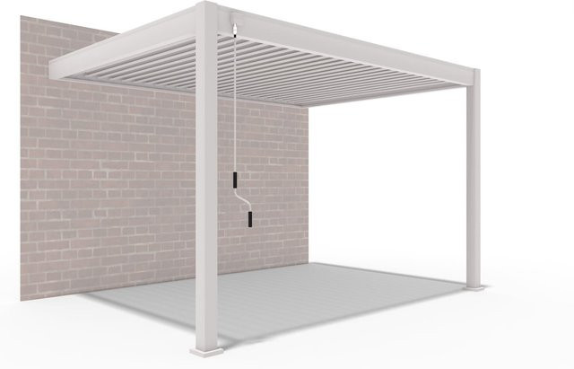 PergoLine Superior Wand Pergola mit Lamellendach aus Aluminium in Sand, B: 300 cm, T: 360 cm - Bild 1